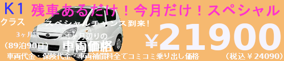 K1 夏へ! let's go 1ヶ月 ナビ付(29泊30日)